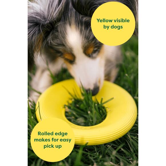 Earth Rated Small Fly Disc Dog Toy Yellow Tough Chew Frisbee Floating Fetch Toss - Picture 6 of 6